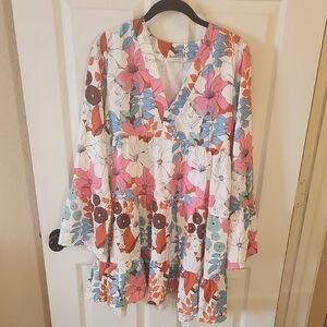 Sunday Floral Mini Dress - Pink, Blue, White